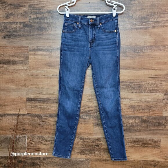 Madewell Jeans 26 Skinny 10" High Rise Woodland Wash Stretch Tummy Control Denim - Picture 1 of 12